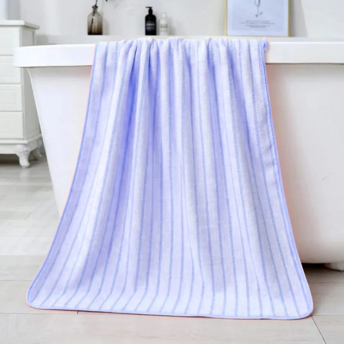 Elegant Striped Absorbent Bathing Towel - Image 1