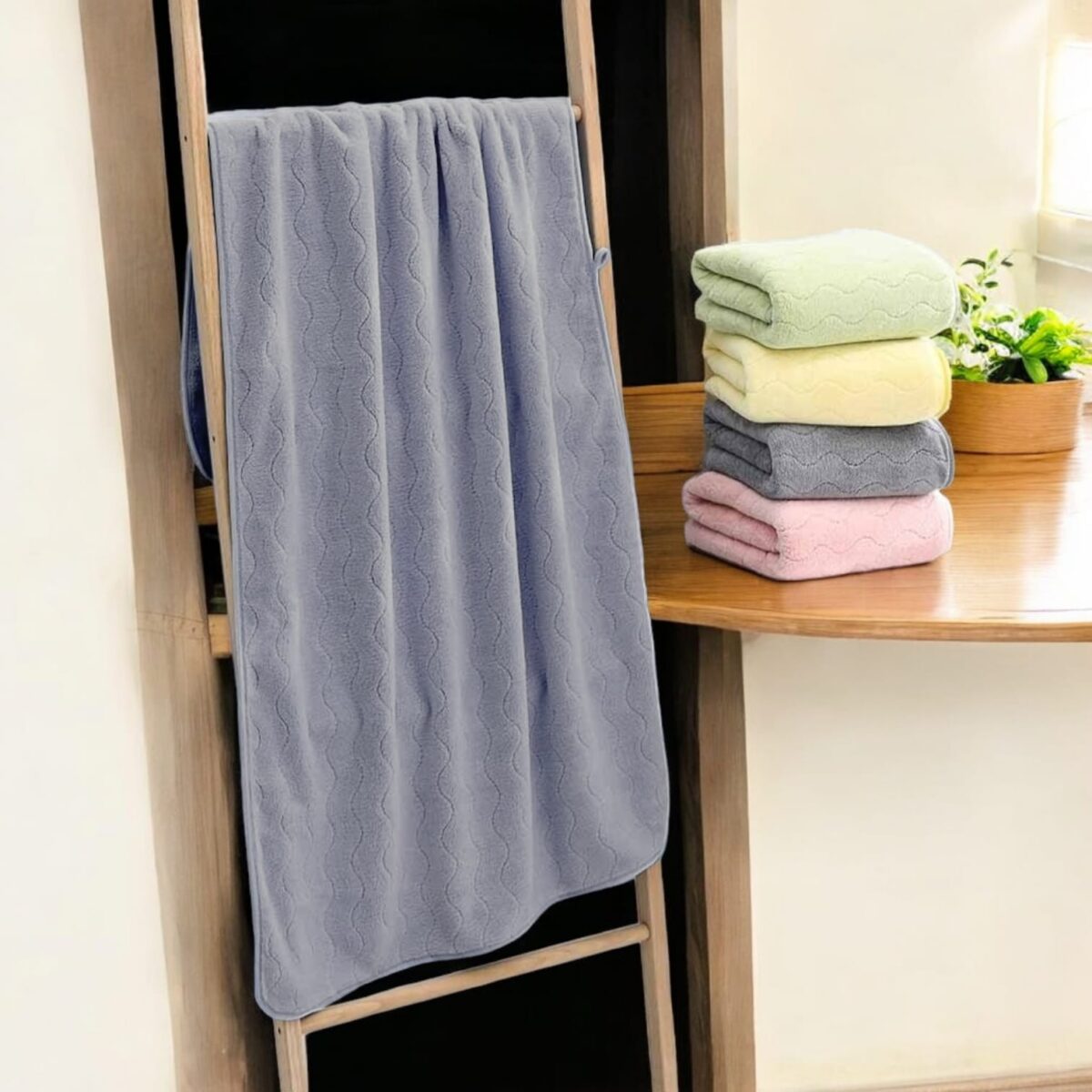 Wave Embossed Premium Soft Bathing Towel - Image 2